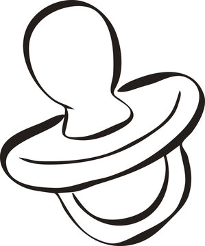 Cute newborn pacifier doodle illustration in minimal hand drawn outline style for baby shower invitation, nursery decor, and parenting design