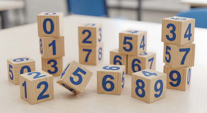 Educational Wooden Math Blocks with Numbers and Arithmetic Symbols