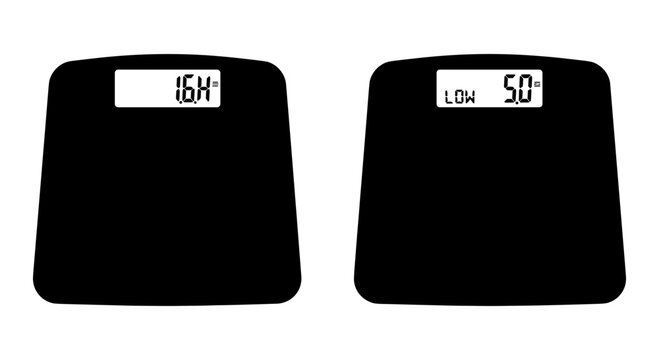Digital bathroom scales, black, electronic weight scales, modern, LCD display