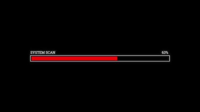 Cyber security system scan and malware detection alert animation