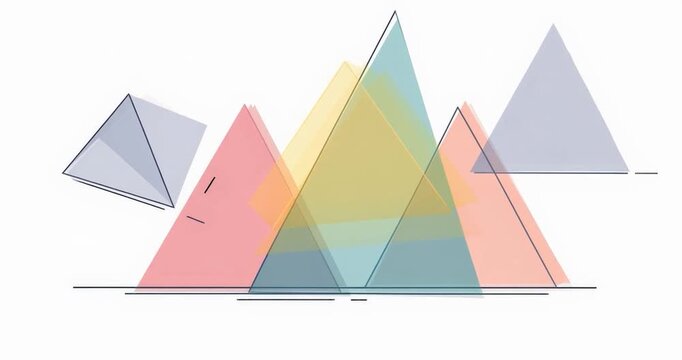 Abstract Mountain Peaks: A series of translucent, colorful triangle peaks, creating a modern and artistic representation.