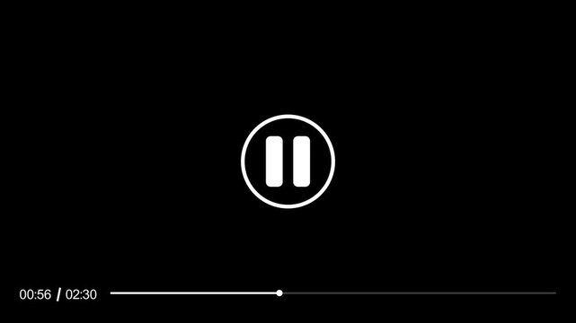 Video player timer interface with mouse click animation isolated on black background