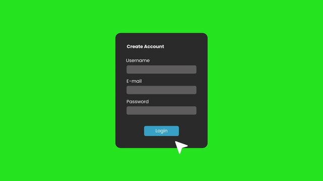 Create account user interface animation isolated on green background