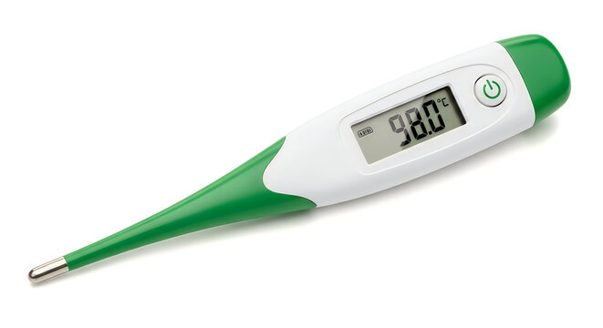 Digital thermometer on white background health monitoring and temperature check