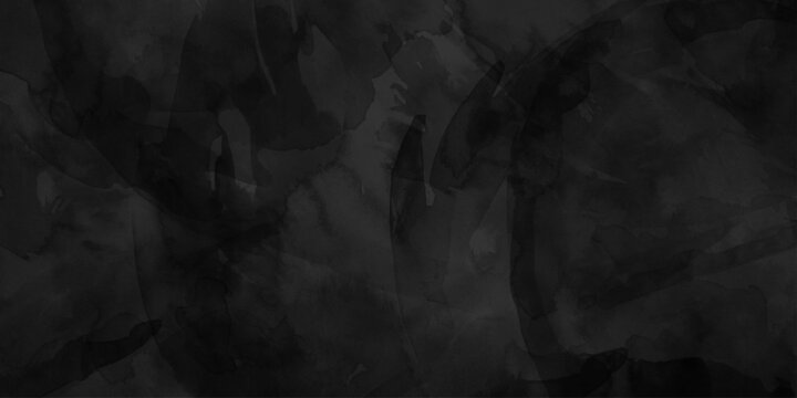 Dark gray scratched dusty and grunge black watercolor background texture with white smudges and blackboard surface	
