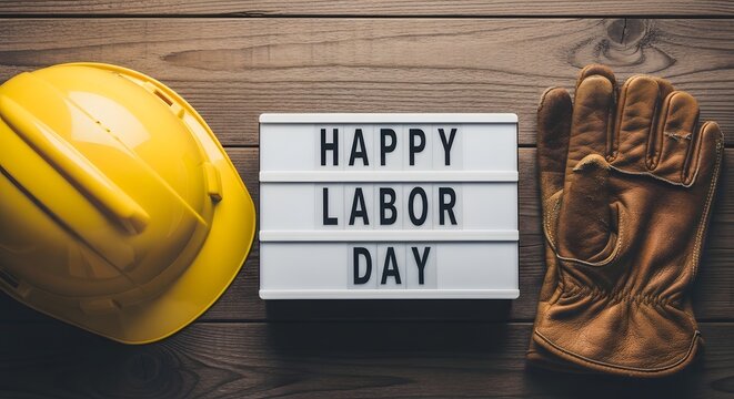 Happy labor day celebration football work gloves and weekend relaxation a festive scene