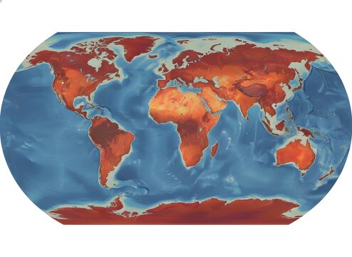Abstract global map with smooth temperature gradient showing warming pattern of El Ni&ntilde;o climate phenomenon