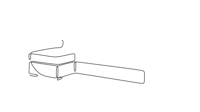 Animated self drawing of continuous line draw of  modern sofa.    Full length one line animation. 4K