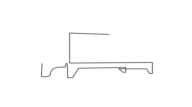 Animated self drawing of continuous line draw of  Modern wooden table.   Full length one line animation. 4K