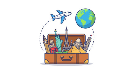 Naklejka premium Cartoon vector illustration of a colorful set of different tools for home, travel, and holiday use in a simple icon style
