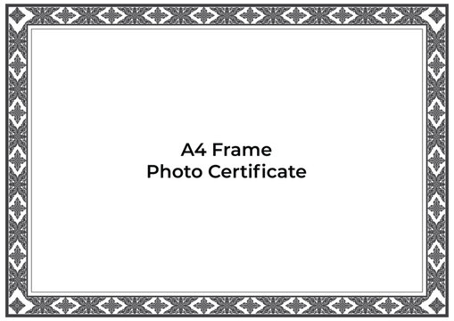 A4 frame for certificate photo border art khmer ornament landscape black
