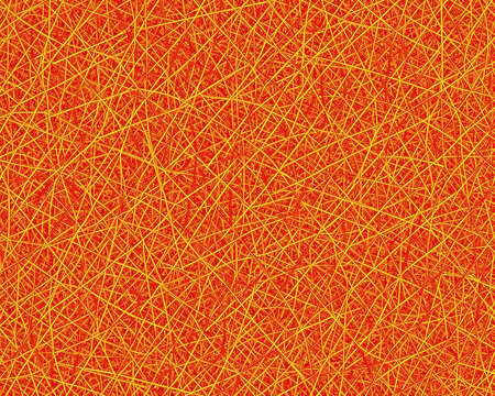 An abstract, textured background composed of densely packed, fine lines in varying shades of vibrant orange and subtle hints of yellow and red