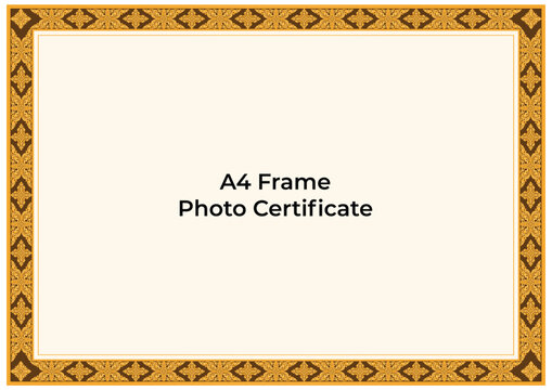 A4 frame for certificate photo border art khmer ornament landscape gold