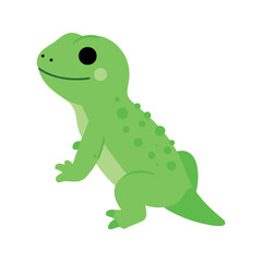 Fototapeta premium Friendly green lizard stands upright with a happy expression and polka dots on its skin
