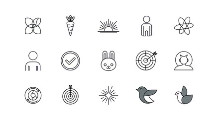 Fototapeta premium Set of modern icons for business, lifestyle, and health, flat design
