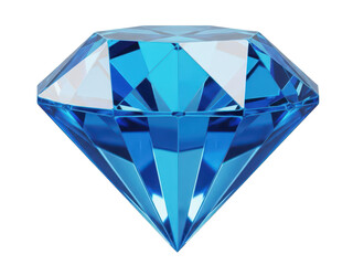 Fototapeta premium 3D rendered sparkling blue gemstone with faceted cut and brilliant shine, high detail jewelry design element isolated on transparent background