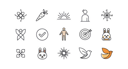 Fototapeta premium Set of Vector Icons: Nature, People, Success, Animals and Abstract Symbols