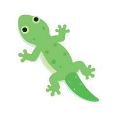 Fototapeta premium Stylized green gecko with dark spots and pale underbelly on a white background