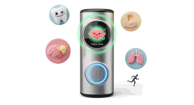 Smart fitness tracker with health icons and emoticons
