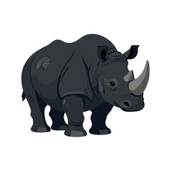 Fototapeta premium Illustration of a single strong rhinoceros standing on a white background