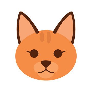 Illustration of a cute, orange tabby cat face with round eyes and triangle ears on a white background