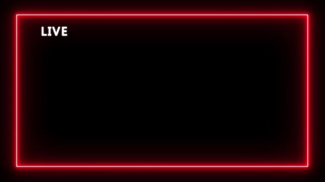 Live streaming sign icon animation, online camera recording overlay animation, Red live streaming symbol, live streaming, broadcasting, online stream 4K black background