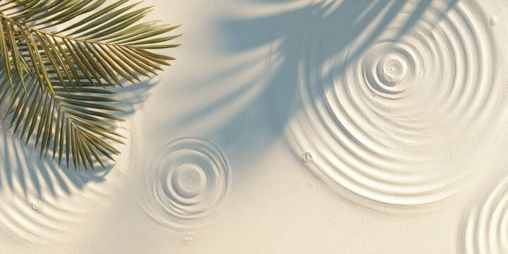 Palm Frond Shadows and Water Ripples on a Textured Surface.