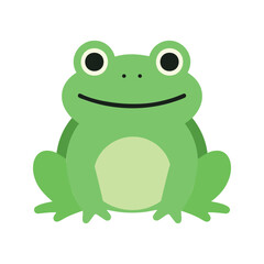 Fototapeta premium Adorable frog illustration with smooth shapes and cheerful expression, sitting in a relaxed pose