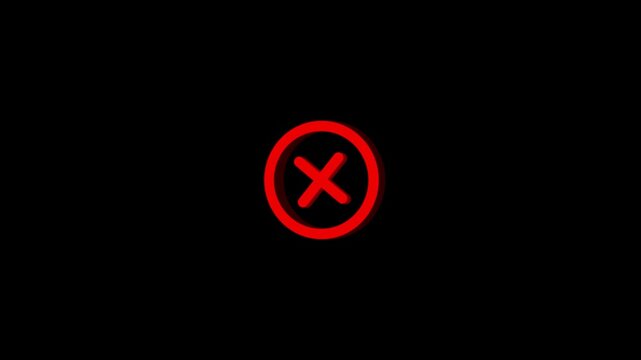 Cancel icon Animation. Alpha matte with transparent background 4K resolution.