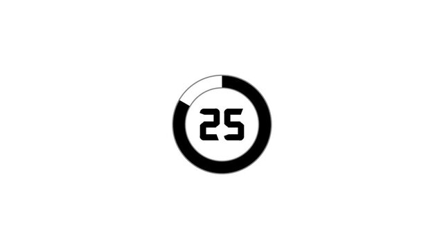 real Countdown timer animation. Sleek and stylish 33 second modern flat countdown animation smooth timer from 30 to 0 seconds with transparent background and full alpha channel support.