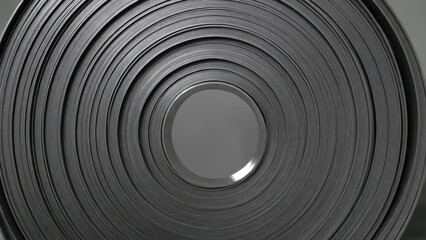 Fototapeta premium Close-up abstract view of a tightly wound roll of dark gray flexible magnetic material