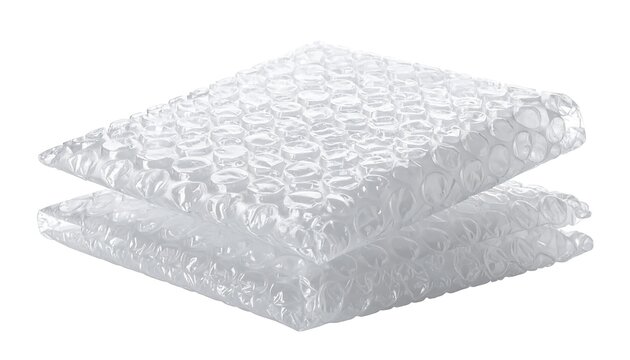 Stack of clear plastic bubble wrap sheets.