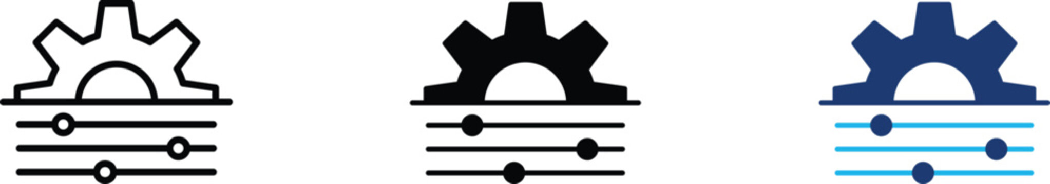 System optimization icon showing professional technical configuration and custom software settings. Professional illustration for IT infrastructure management, and digital performance tuning.