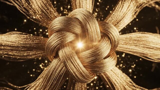 Golden Rope Knot Tassel Closeup.