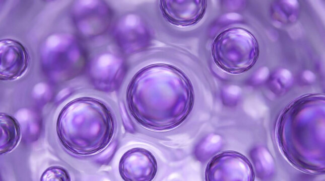 Microscopic view of purple blood cells in medical science background
