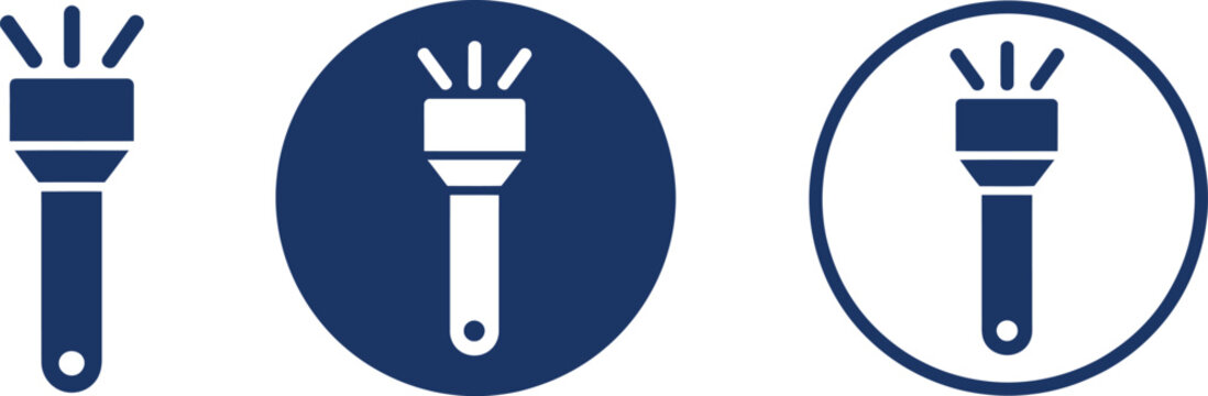 Three dark blue flashlight on white background