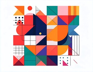 Obraz premium Vibrant geometric shapes colorful abstract art.
