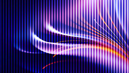 Abstract background with glowing blue and purple vertical lines and light waves © Asadul