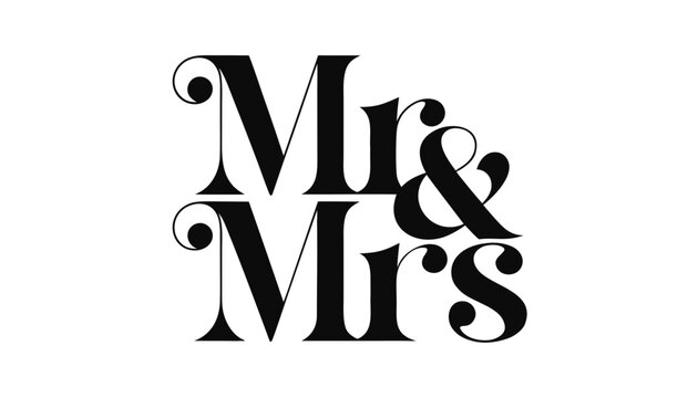 Elegant typography featuring the prominent terms mr and mrs with a decorative ampersand symbol signifying marriage and union.