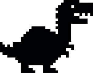 Fototapeta premium Pixel art dinosaur character in black color