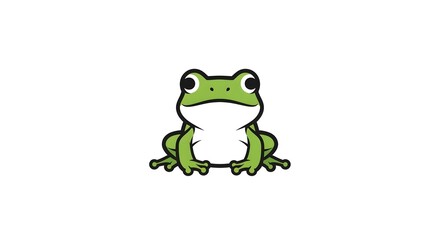 Fototapeta premium Cute Cartoon Frog Illustration on White Background.