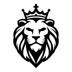 Fototapeta premium The majestic lion wearing a crown sits regally in savannah habitat