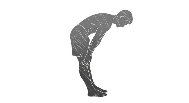 Man's Silhouette Bending Over with Grunge Texture