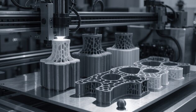 Medium shot of a 3D printer creating vibrant fullcolor custom figurines showcasing detailed layers and smooth textures emerging from digital design files.