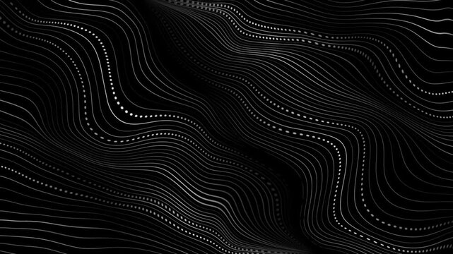 Futuristic abstract minimal background with grey dotted curved wavy lines. Technology motion design. Seamless loop. Video animation Ultra HD 4K 3840x2160