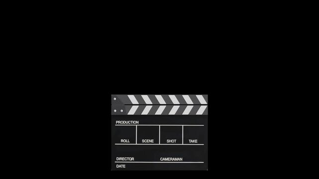 Realistic 3D Clapperboard Clapper Opening and Closing Animation, Film Slate, 4K, Alpha Channel, Green Screen