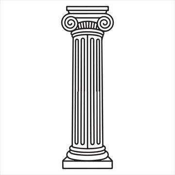 Classic ionic order column with ornate capital and fluted shaft