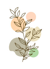 Vector branch boho style line art. Design for wall art, greeting cards, posters, stickers, package, logo and textile. © TetianaKotova