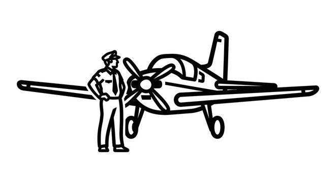 Man standing beside a small airplane