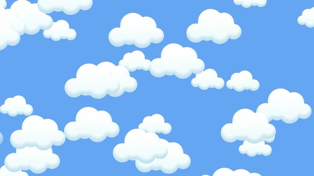 Blue sky with Cartoon white clouds floating across